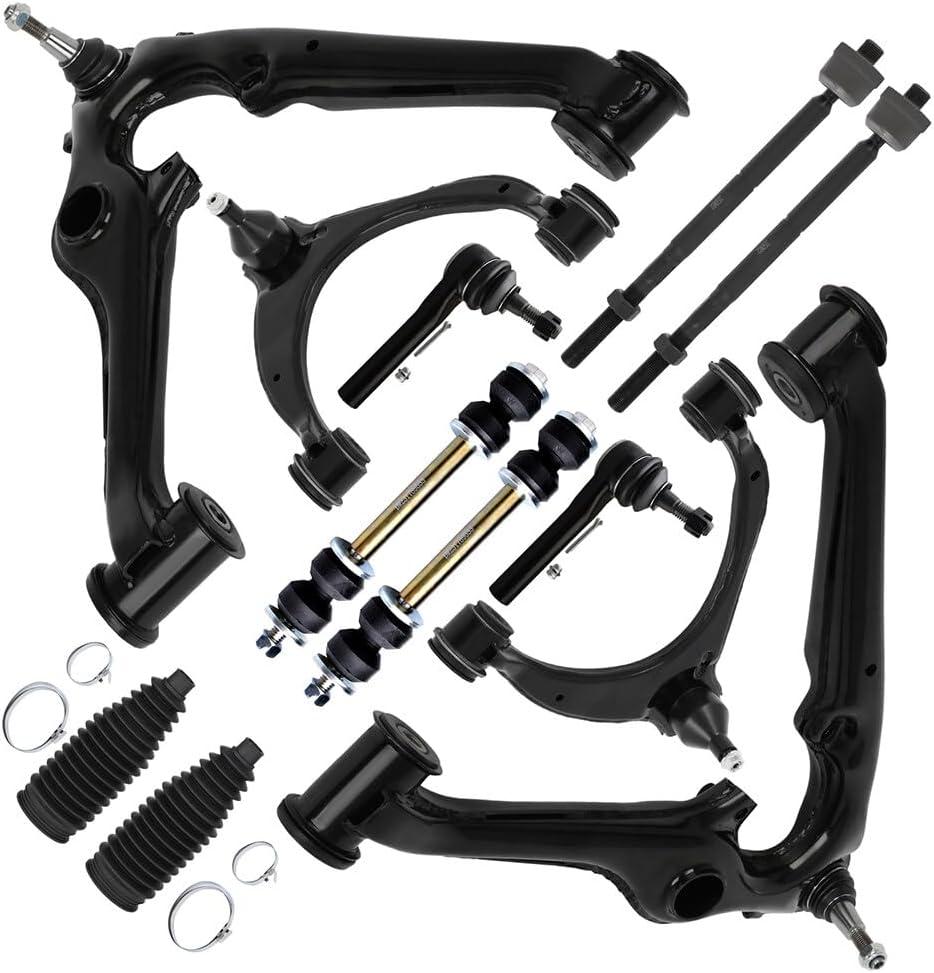 SCITOO 12pcs Suspension Kit For 2014-2018 For Chevy Silverado 1500 2015-2020 Tahoe Suburban 2019 Silverado 1500 LD w/Suspension Parts Upper Lower Control Arm Sway Bar Tie Rod End w/Boots