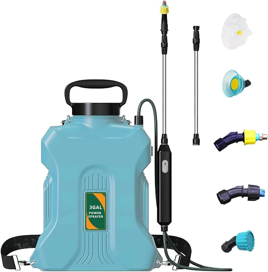 4000mAh Battery Powered Backpack Sprayer 3Gallon, Electric Weed Sprayer Killer with 3 Mist Nozzles & USB Rechargeable Handle & Retractable Wand, Garden Pump Sprayer Bottle for Lawn, Garden (12L-Blue)