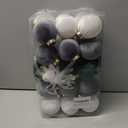 30PCS Velvet Christmas Ball Ornaments Set, 60MM/2.3Inch Shatterproof Flocked Ornaments for Christmas Tree Hanging Decorations, for Home Holiday Party Xmas Decor - White/Grey/Green.