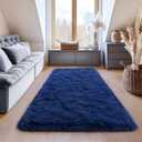 Shag Area Rugs for Living Room, Soft Fuzzy Plush Rugs, Upgrade Anti-Skid Modern Furry Rugs Fluffy Carpets for Kids Room Nursery Home Decor Dark Blue, 2x6Feet