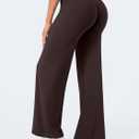 YEOREO Workout Leggings Womens No Front Seam Straight Leggings High Waist Buttery Eddiy Gym Yoga Pants, 29" inseam, Small, Dark Brown