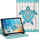 Fintie Case for iPad (A16) 11th Generation 11 Inch (2025), iPad 10th Generation 10.9 Inch (2022), Multi-Angle Viewing Protective Stand Cover with Pencil Holder & Pocket, Green Sea Turtle