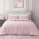 DAPU Pure Linen Duvet Cover Set, 100% Yarn-Dyed French Linen, Breathable and Durable for Hot Sleepers, 1 Duvet Cover and 2 Pillowcases (Smokey Pink, King)