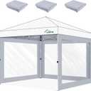 Acepic Clear Canopy Sidewalls for 10x10 Pop Up Tent, Transparent Window Curtain Cloth, 8 Mil PVC Enclosure Fabric with Zipper, Grey (3Pack Sidewalls Only, Not Included Frame&Top)