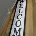 Surfapans Welcome Sign for Front porch Standing 45"X9"Large Wood Frame Outdoor Tall Welcome Signs Vertical Decor for Farmhouse Rustic Home Modern Outside Front Door Wall Decorations (Black)