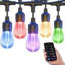 XMCOSY+ Smart Outdoor String Lights, 98Ft Patio Lights Waterproof, App Control, Compatible with Alexa, RGBCWIC Color Changing LED String Light for Outside