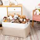 DULLEMELO 70L Extra Large Storage Bin, 22" x 15" x 13" Oversized Storage Basket, Collapsible Storage Box, Fabric Clothes Toys Blanket Basket for Shelves, Laundry, Nursery (White&Khaki)