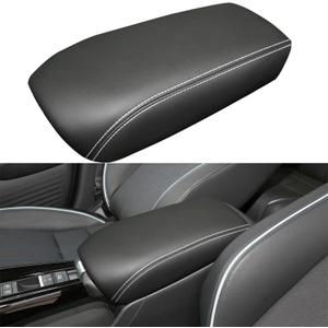 Center Console Armrest Cover for Honda HRV Accessories 2023 2024 2025 2026, for HR-V Arm Rest Box Lid Protection Trim, Armrest Seat Leather Interior, Middle Console Liner (White Stitches)