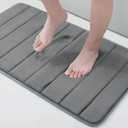 Buganda Memory Foam Bath Mat, 34" x 20", Ultra Soft and Non-Slip Bathroom Rugs, Water Absorbent and Machine Washable Bath Rug for Bathroom, Shower, and Tub, Grey