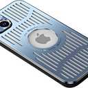 Designed for iPhone 12 Pro Max Case,[Compatible with MagSafe][Military Drop & Camera Lens Protection],Luxury Aluminum Alloy Heat Dissipation Logo View Shockproof Cover,Blue