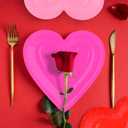 Gatherfun 48Pcs Heart Shaped Paper Plates Set - Romantic Red Heart Tableware for Valentine's, Anniversary Party Supplies & Valentine's Day Party Decorations