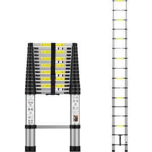 Telescoping Extension Ladder 15.5FT, Aluminum Telescopic Ladders with Carry Bag for Outdoor Indoor Use