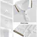 Men's Golf Polo Shirts Short Sleeve Striped Casual Polo Shirts for Men Dry Fit Tennis T-Shirt Tops (White, S)