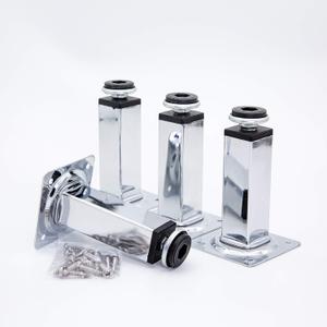 Shiny Metal Adjustable Legs | Furniture,cabinets,Table levelers feet | Leveling Foot and Screw mounting Package (Chrome Plated)