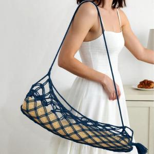 laddawan Macrame Yoga Mat Carrier Bag, Suitable for most Yoga Mats (navy blue)