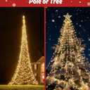 Christmas Tree Flag Pole Mega Topper Light Hook with Metal Hoop and Hanging Rope, Outdoor Telescoping Flagpole Tree Light Hooks Kit for Hanging Light Strings Xmas Lights Outdoor Decor