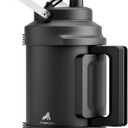 1 Gallon Insulated Water Bottle for Travel: 2in1 Straw Spout Lid, Dual Handle, Leakproof, Keep Cold 48H, 128oz Stainless Steel Water Jug for Gym, Biking, Road Trip, Work, Home, Picnic (Midnight)