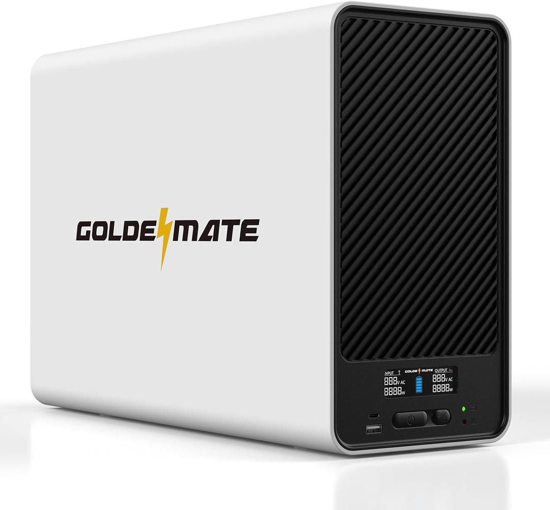 GOLDENMATE 1500VA/1200W Lithium UPS Battery Backup and Surge Protector, Backup Battery Power Supply with LiFePO4 Batteries(296Wh), AVR, Line Interactive Sinewave UPS System, 8 Outlets, LCD Display, 1500va/1200w, White