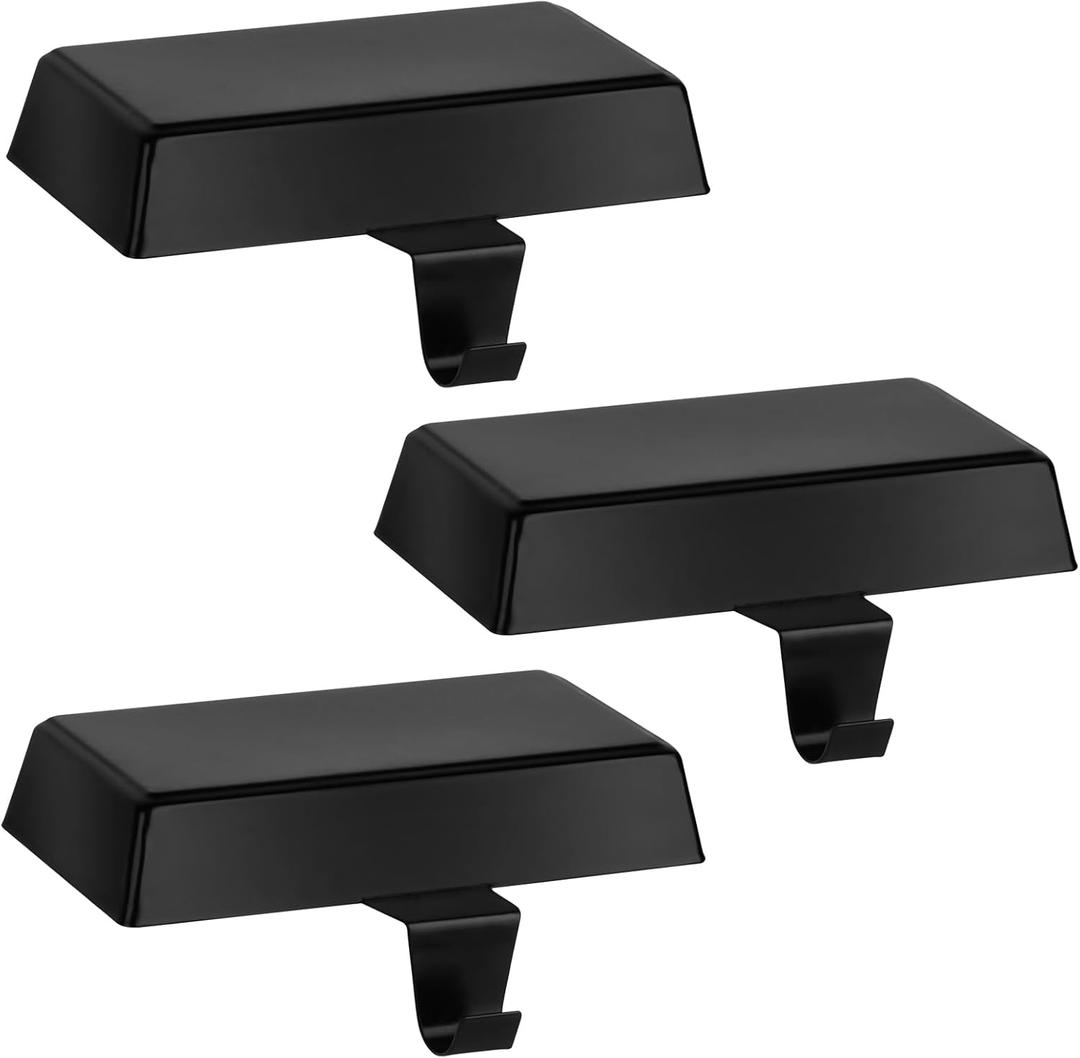 Hxezoc 3 Pack Black Christmas Stocking Holders, Metal Mantel Stocking Hangers, Weighted Metal Hanging Hooks for Christmas Fireplace Mantel Decorations Christmas Holiday Supplies