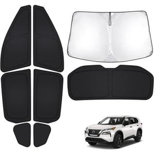 T TGBROS Windshield Sun Shade for Nissan Rogue 2021-2025 2026 Car Window Shades Thicken UV Block and Blackout Privacy Foldable Sunshades 8PCS Accessories Keep Cool Sun Visor Covers
