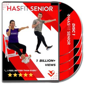 HASfit Exercises for Seniors DVD - 4 Discs - 16 Senior Workouts for Balance, Weight Loss, Flexibility, Cardio, Strength, Yoga Fitness, Seated Chair Exercise For Beginners, Elderly - 3 Programs