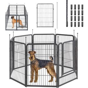 mestyl Dog Playpen, 40" Height 8 Panels Outdoor Pet Play Pen, Big Dog Exercise Play Pen for Large/Medium/Small Dogs, Foldable Puppy Pen for Indoor, Camping, RV, Anti-Rust Paint Finish, Quick Install