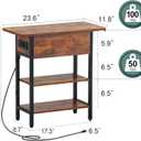Yoobure End Table with Charging Station, Flip Top Side Table with USB Ports and Outlets, Sofa Couch Table Bedside Table for Living Room Bedroom, Narrow Nightstand with Storage Shelves for Small Space