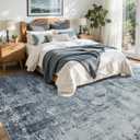 9x12 Ft Extra Large Washable Area Rugs for Living Room, Soft Non-Slip Modern Abstract Pattern Carpet for Bedroom Indoor Floor Nursery Home Decor (Blue)