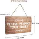 Please Remove Your Shoes Sign Wooden Shoes Off Sign Decorative Take Off Shoes Sign No Shoes Wall Polite Sign Hanging for Front Door Home - Welcome, Please Remove Your Shoes, Thank You - 11 x 6 Inches