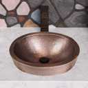 Monarch Abode Bathroom Sink 17-Inch Oval Skirted Drop In Bathroom Sink, Top Mount Hand Hammered Pure Copper Vanity Sinks for Countertop, Powder Room or Restroom, Drop in Sinks for Bathrooms