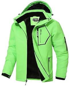 UTWGN Men's Ski Jacket Winter Warm Snow Coat Waterproof Windbreaker Hooded Work Outerwear Snowboarding Jackets, M