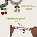 3 x 4PCS Cherry Hair Elastics for Girls-Colorful Crystal Stretch Hair Ties With Beads Ponytail Holders for Women