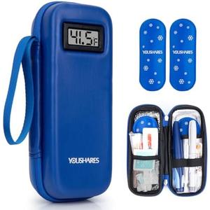 YOUSHARES Insulin Cooler Travel Case with Temperature Display - Refrigerated Medicine Cooling Bag with 2 TSA Approved Ice Pack, Medication Pen Diabetic Supplies Organizer for Trip and Daily YOUSHARES Insulin Cooler Travel Case with Temperature Display - Refrigerated Medicine Cooling Bag with 2 TSA Approved Ice Pack, Medication Pen Diabetic Supplies Organizer for Trip and Daily