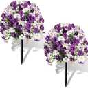 2pcs Artificial Topiary Ball with Petunia Flowers,Purple White
14in UV Resistant Greenery Eucalyptus Fake Plant Shrub Bushes with Ground Spike for Outdoor Indoor Planter Porch Garden