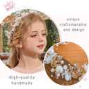 Princess Flower Crystal Headpiece Girls Rhinestone Pearl Headband Women Wedding Floral Hairband Bridal Hair Accessories Photography for Girls and Women (White)