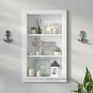 Mepplzian Recessed Medicine Cabinet for Bathroom,3-Tier Bathroom Wall Niche | 14x24 In Wall Shower Niche Insert for Drywall,In Wall Medicine Cabinet,Space Saving,High-Gloss White,Fully Assembled