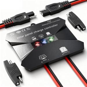 Voltset Solar Charge Controller : IP68 Waterproof - Display for Gel AGM Lead-Acid Lithium LiFePO4 Battery - Used in RV Marine Camper Van Truck Trailer ( Solar Charge Controller New Model)