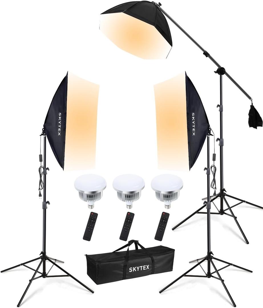Skytex Softbox Lighting Kit(3Pack), 20x28in Soft Box|28in Octa Softbox|85W 2700-6400K E27 LED Bulb Continuous Photography Lighting, Studio Lights Equipment for Photo Shooting, Video Recording
