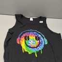Tie Dye Melting DJ Smiling Face Headphones EDM Rave Party Tank Top (Small, Black)