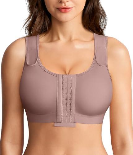 BRABIC Post Surgery Compression Bras for Women Front Closure Mastectomy Bra with Wide Adjustable Straps Wirefree, Medium
