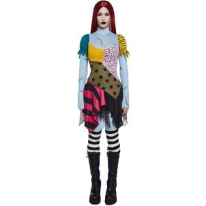 Dolls Kill Nightmare Sally Rag Doll Costume  Halloween Colorblock Outfit by Trickz N' Treatz (Small, Black)
