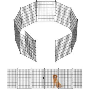 Garden Fence Animal Barrier with Gate 40in(H) x23ft(L) 10Panels Heavy Duty Metal Wire No Dig Decor Fencing,Tall Outdoor Dog Safety Fences with Stake,Temporary Edging for Yard