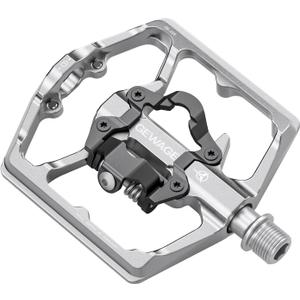 Mountain Bike Pedals- Dual Function Bicycle Flat Pedals and Clipless Pedals- 9/16" Platform Pedals Compatible with SPD for Road Mountain BMX Bike (Silver)