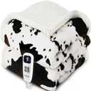 blunique Heated Blanket Throw Blanket Fast Heating Electric Blanket, Soft Flannel Heated Throw with 10 Time Settings,10 Heating Settings, Warm Gifts for Women & Mom & Grandma (50"x60"Cow Print White)