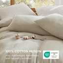 Bedsure 100% Muslin Cotton Duvet Cover King Size - Ultra-Soft Gauze Duvet Cover, PureWoven Breathable & Lightweight Bedding Set with Button Closure and Corner Ties (Linen, King, 104"x90")