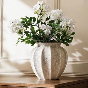 LE TAUCI 9.3" Ceramic Vase, Artisan Large White Ceramic Vase for Modern Farmhouse Home Decor, Substantial & Stable, Handcrafted Flower Vase, Living Room & Dining Room Table Centerpiece, Rustic White