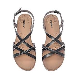 Veittes Women's Flat Slide Sandals - Casual Fashion Cross Strappy Braided Slip on Flat Summer Sandals.(2207023-2,BK/MF,9.5)