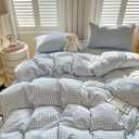 Nayoroom Gingham Duvet Cover Twin Size Blue White Plaid Checkered Comforter Cover Grid Farmhouse Bedding Set 2 Pcs Soft Breathable Washed Microfiber Gifts for Women Men