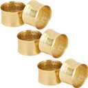 Handmade Round Hammered Golden Napkin Rings Holder for Dinning Table Parties Everyday, Set of 6