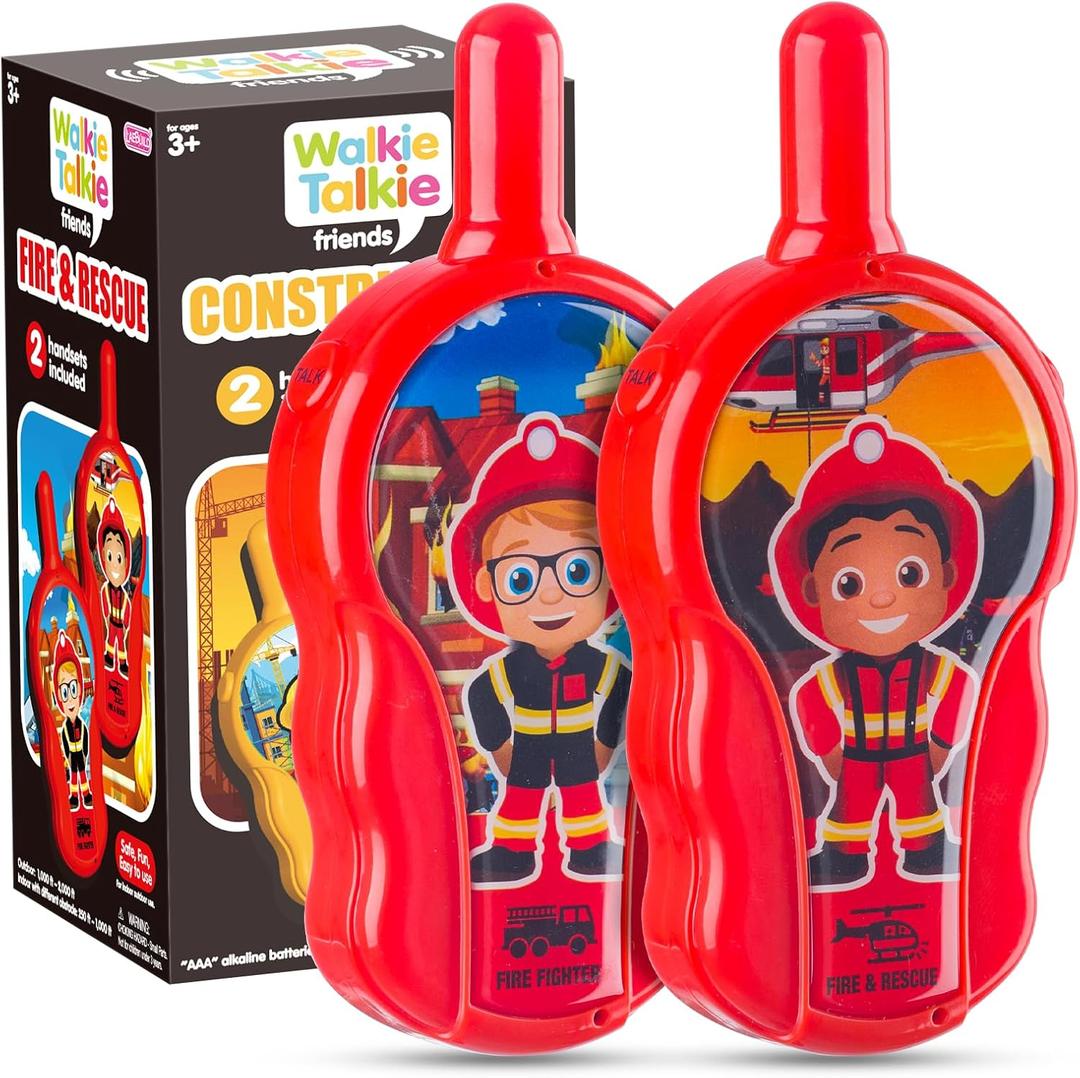 Walkie Talkies for Kids - Walkie Talkie Toys Gifts for 3 4 5 6 7 Year Old Girls Boys Long Range Fire & Rescue Walkie Talkies for Christmas Birthday Easter Gifts Indoor Outside Games Red